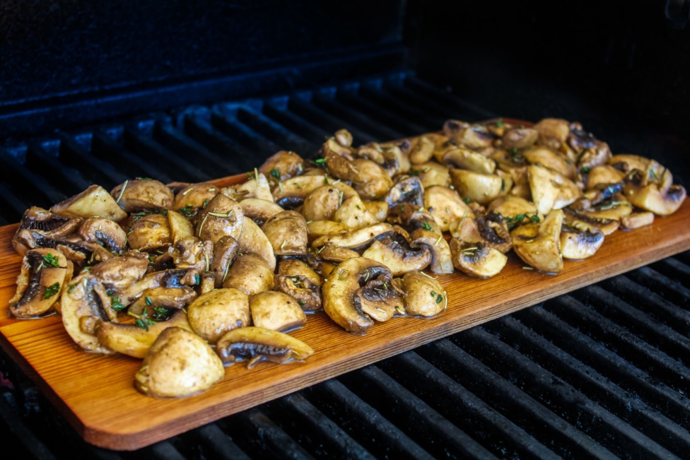 Cedar smoked mushrooms