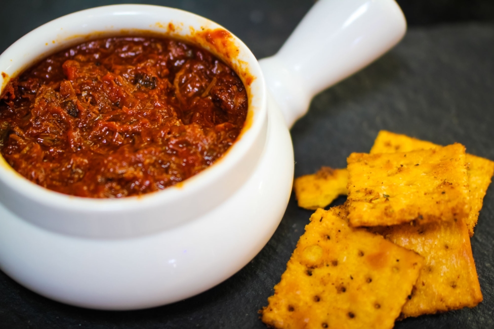 Chili with smoked brisket texas style